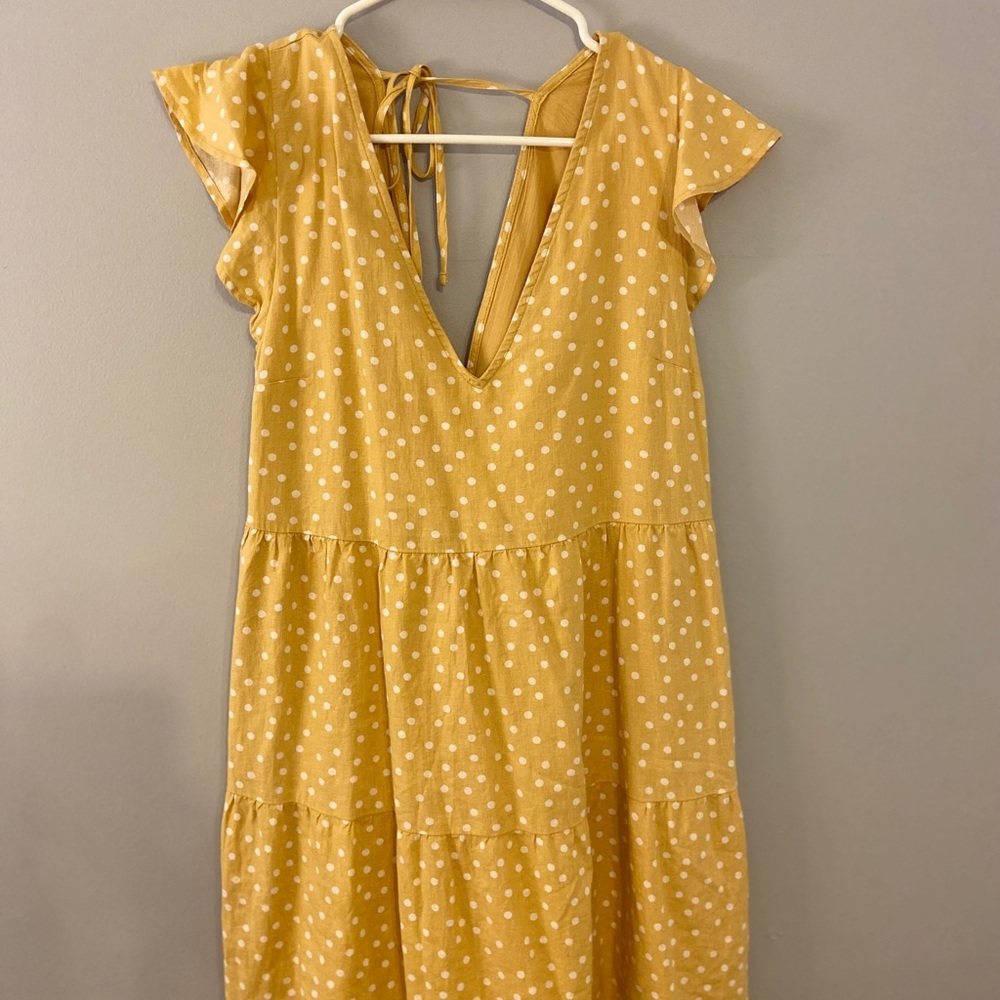 Yellow and white polka dot dress